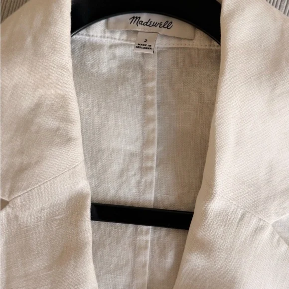 Madewell Women's Double-Breasted Crop Blazer in 100% Linen Salt Size 2 - Picture 6 of 10